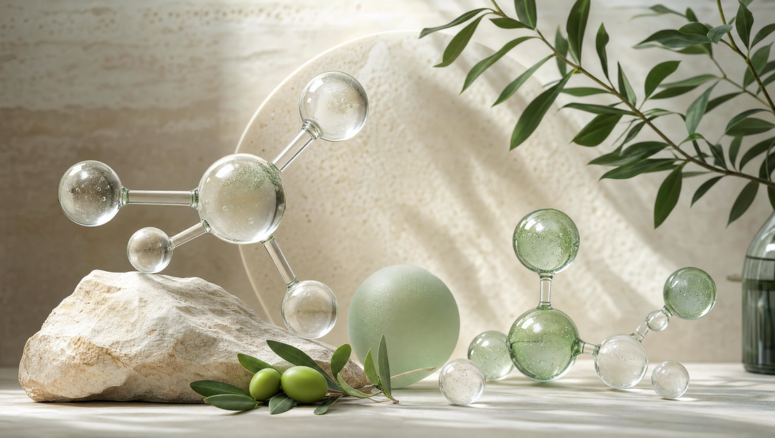 Abstract glass forms representing antioxidant balance