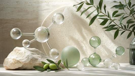 Abstract glass forms representing antioxidant balance
