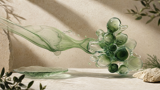 Abstract translucent forms representing a biochemical precursor