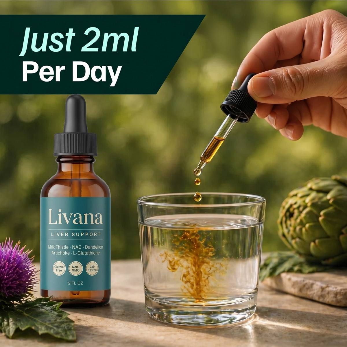 Just 2 ml of Livana per day in a glass of water
