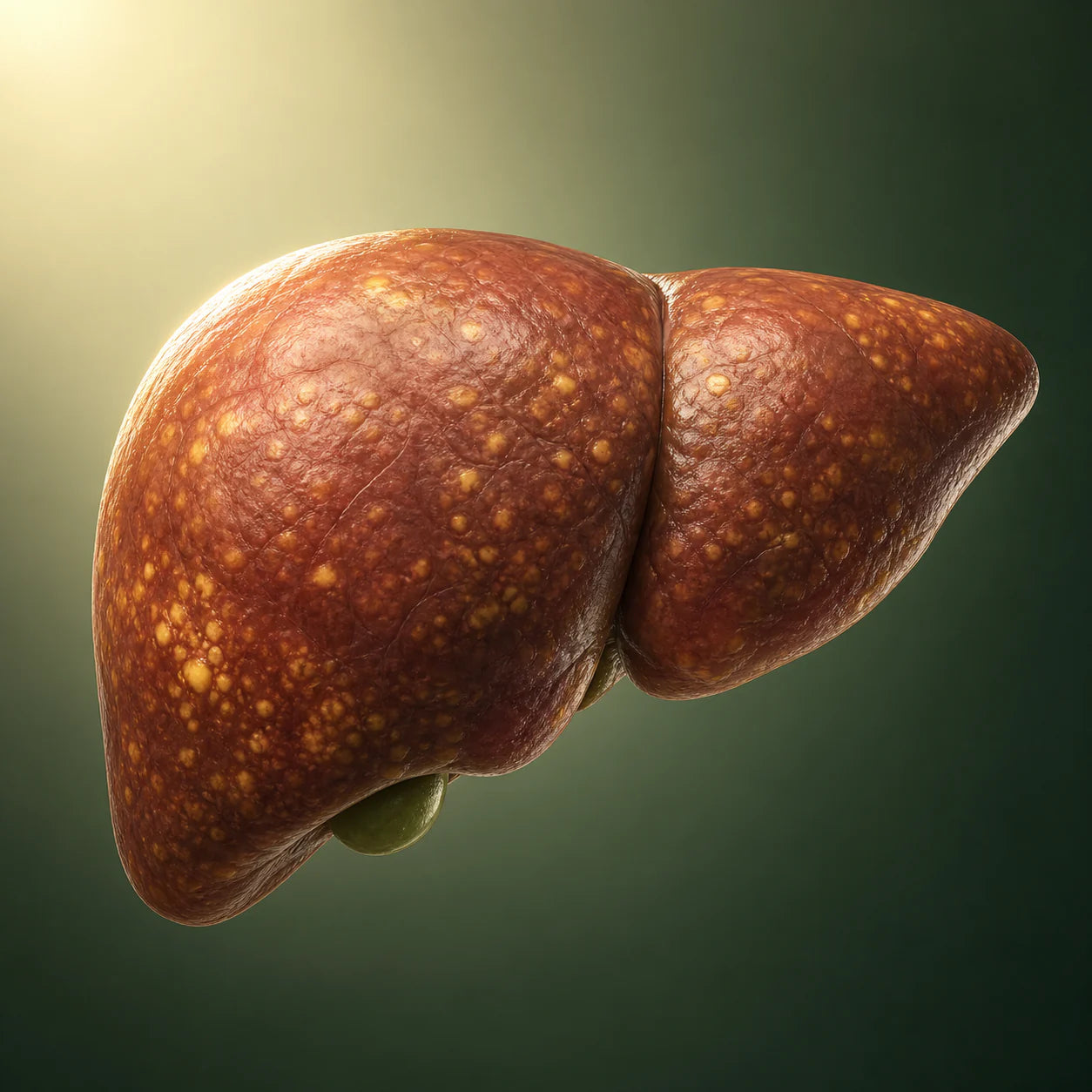 Medical visualization of fat beginning to accumulate in the liver