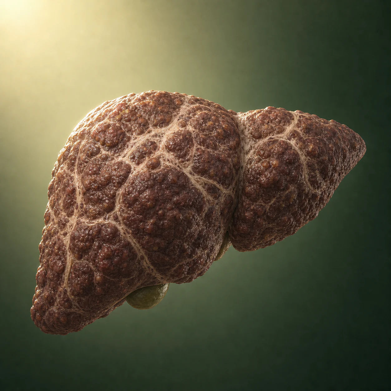 Medical visualization of dense scar tissue and nodules in a fibrotic liver