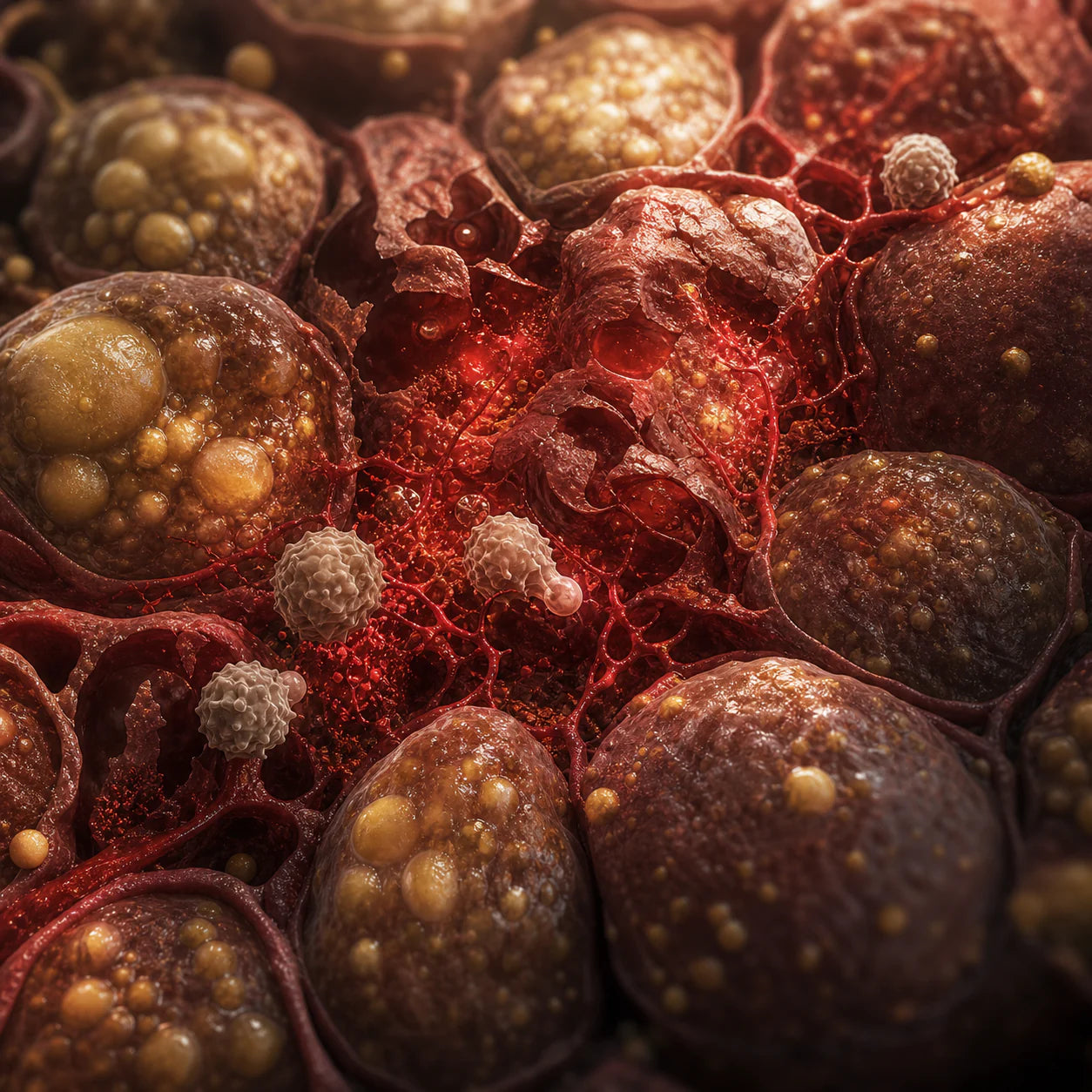 Medical visualization of inflammation developing in fatty liver tissue