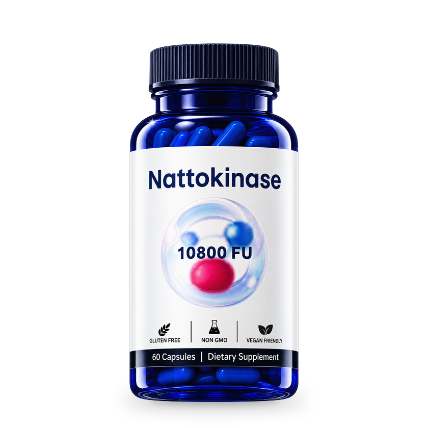 Livana Nattokinase blue bottle with a white label: 10,800 FU, 60 capsules